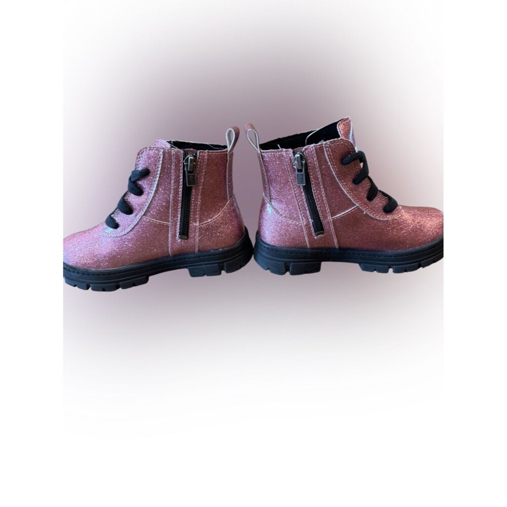 SOLD-UGG Ashton Lace-Up Glitter Pink Combat Boots Kids' Size 12 - Picture 14 of 16
